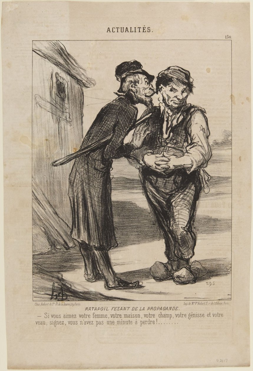 Ratapoil, bażant propagandy, numer 150 z serii Actualités z Le Charivari autorstwa Honoré Daumier