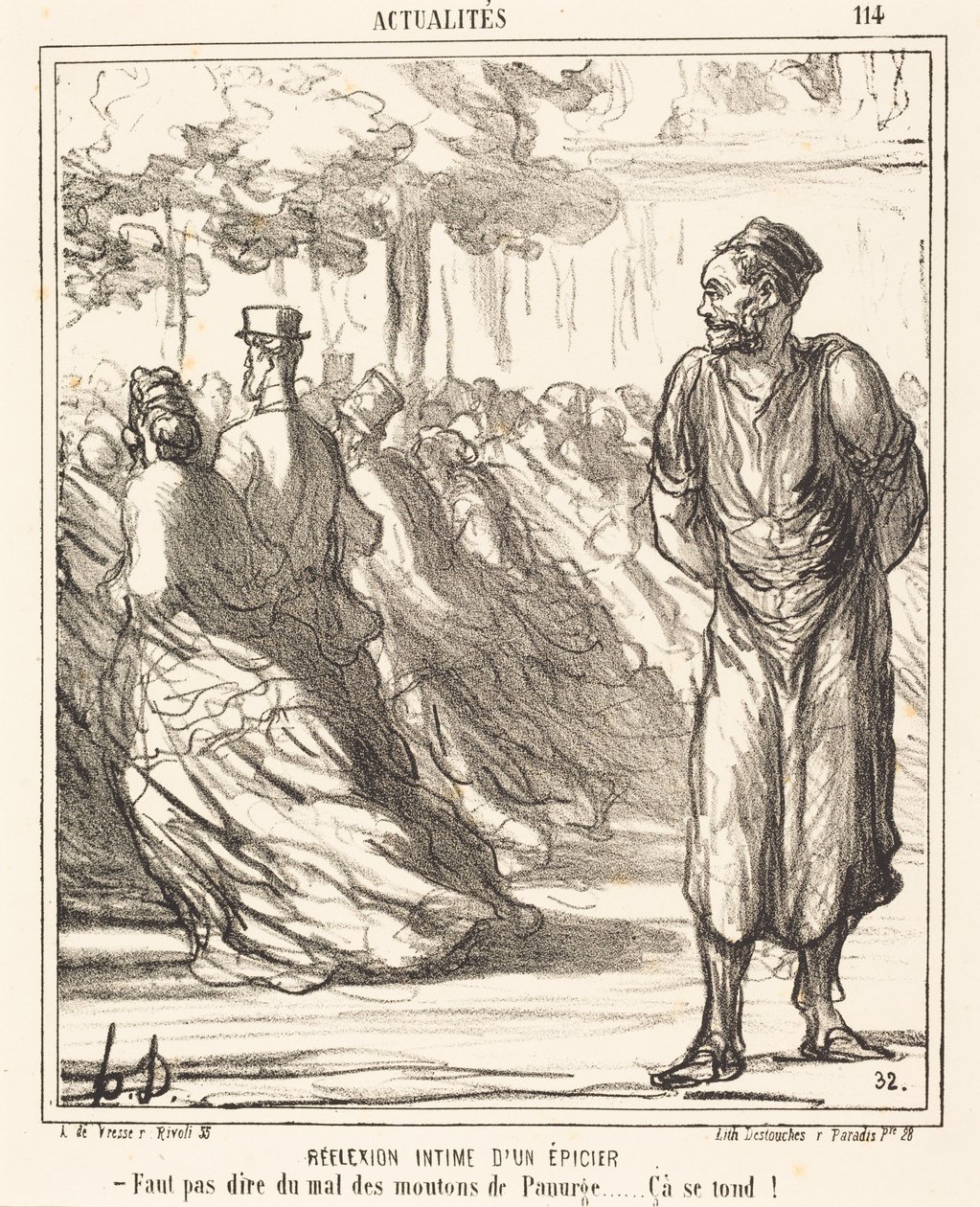 Intymna refleksja sklepikarza autorstwa Honoré Daumier