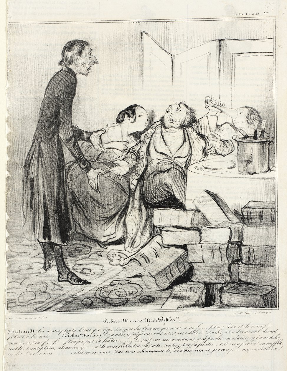Robert Macaire, sprzedawca Biblii autorstwa Honoré Daumier