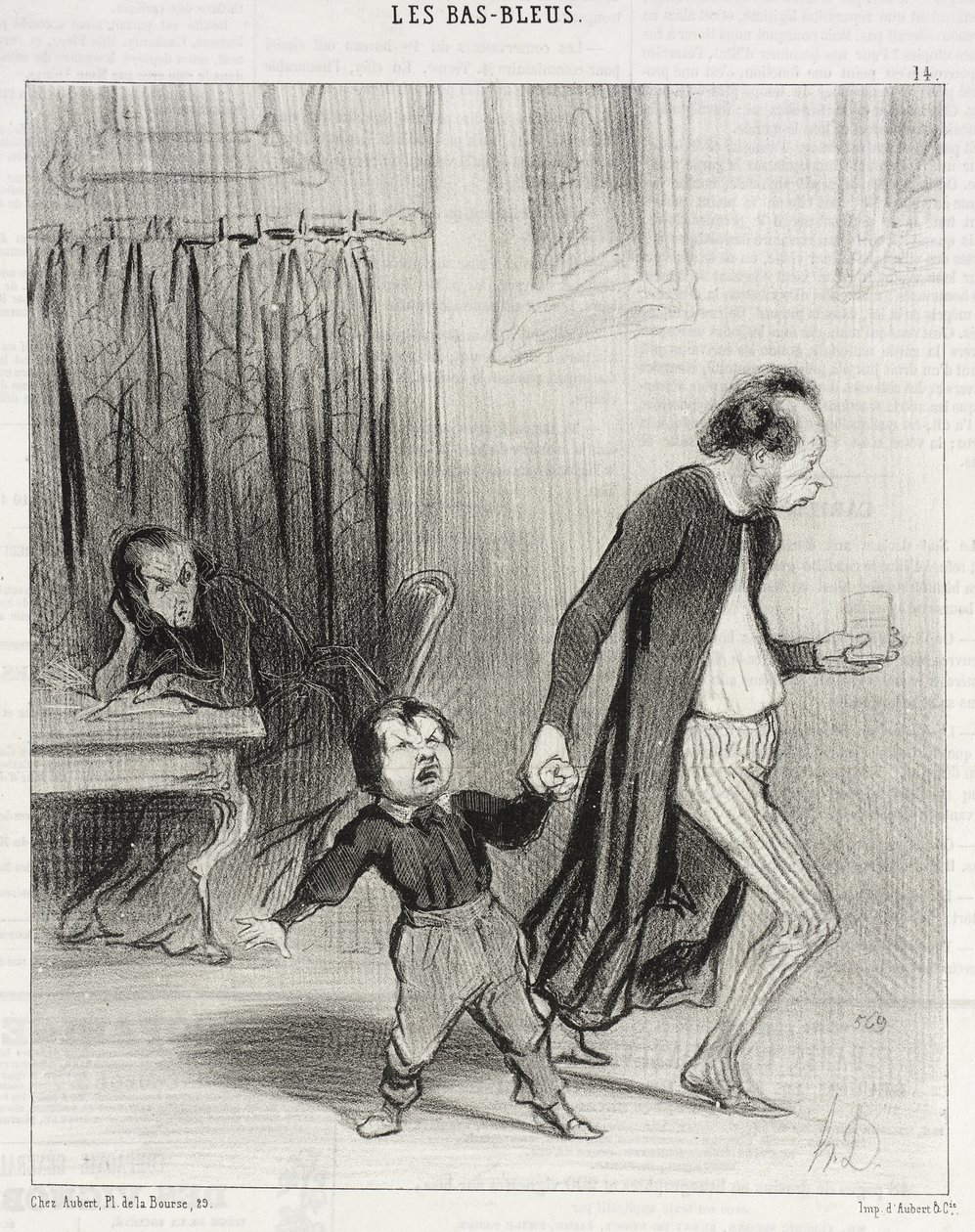 Ty przeklęte lubieżne dziecko, idź sobie! autorstwa Honoré Daumier
