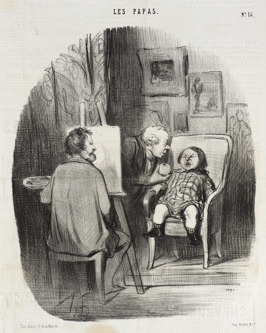 Jedyny sposób, aby skłonić dziecko do pozowania z owocami... autorstwa Honoré Daumier
