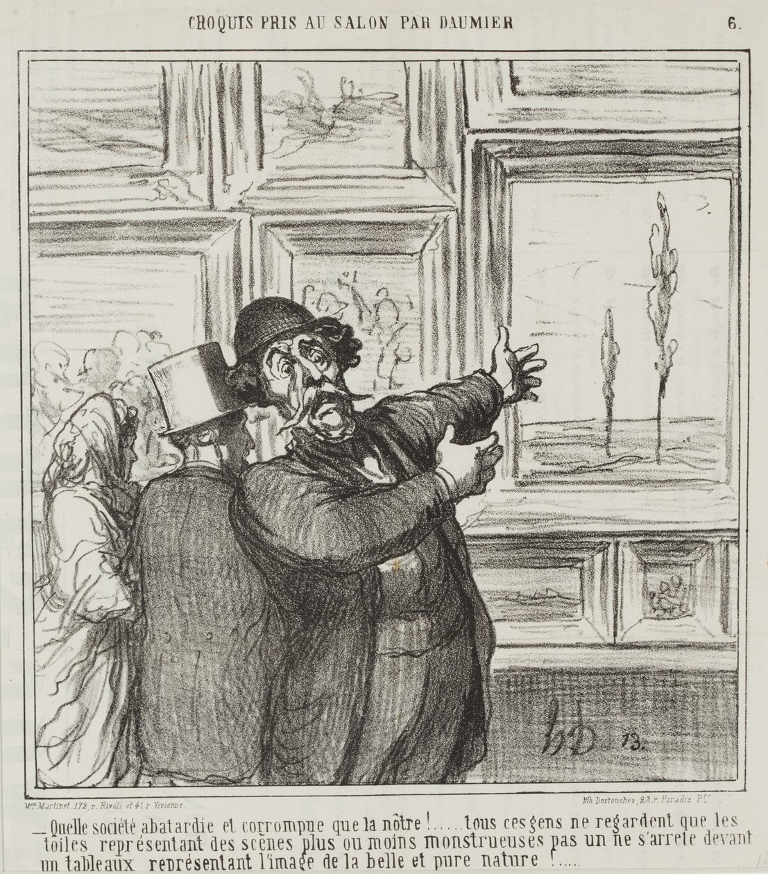 Szkic wykonany w Salonie przez Daumiera, nr. 6: Spójrz tylko, w jakim zdegenerowanym i skorumpowanym świecie żyjemy. . . autorstwa Honoré Daumier
