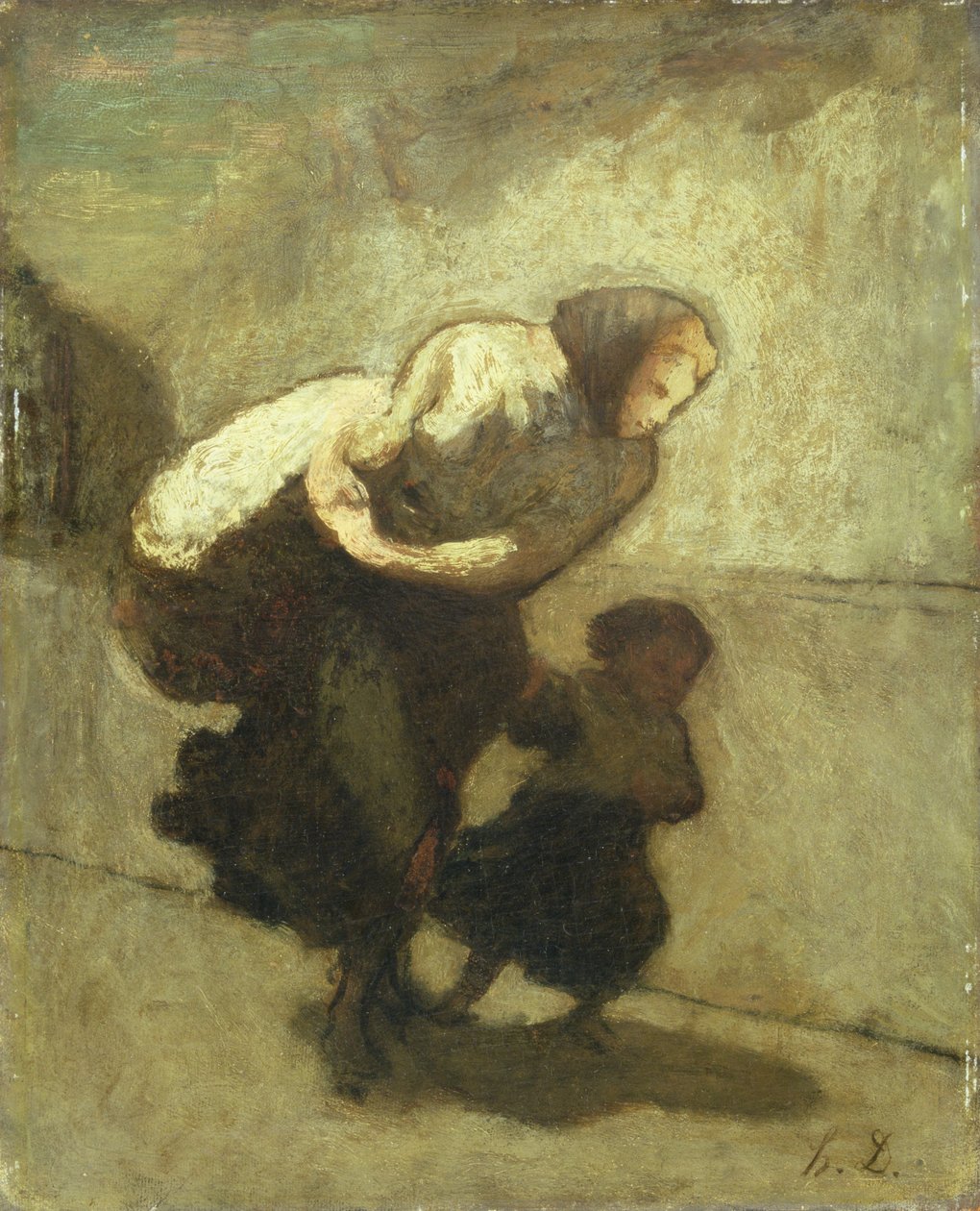 Ciężki ciężar (olej na panelu) autorstwa Honoré Daumier