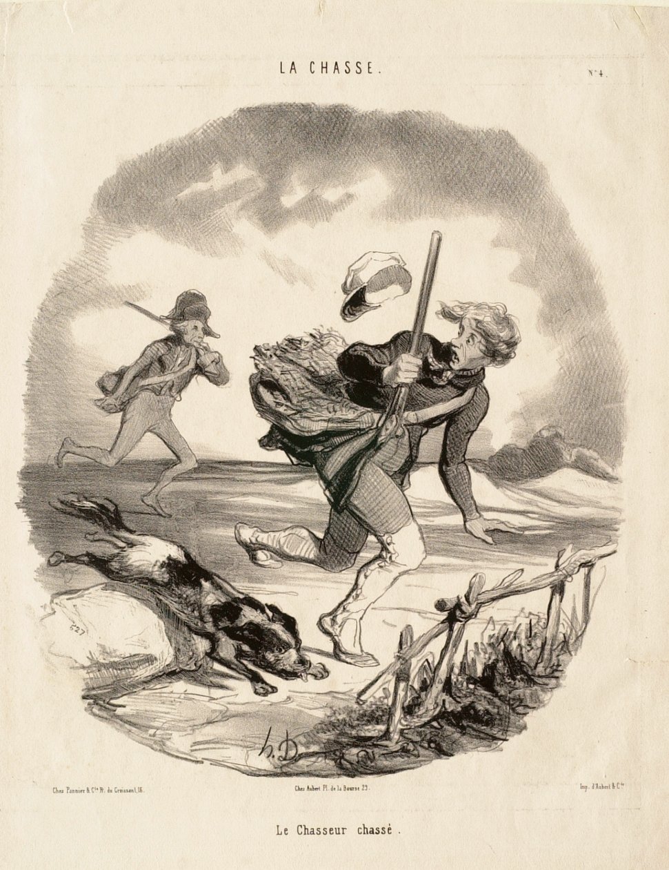 Ścigany myśliwy autorstwa Honoré Daumier