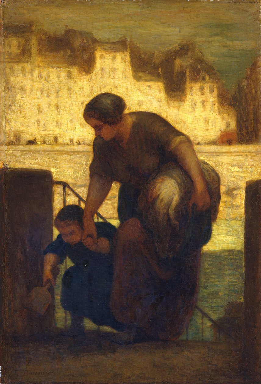 Praczka, ok. 1863 (olej na drewnie) autorstwa Honoré Daumier