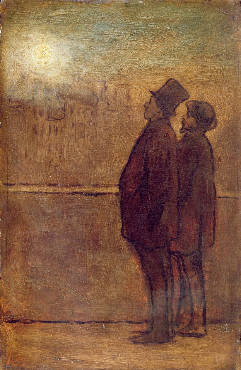 Nocni wędrowcy (olej na płycie) autorstwa Honoré Daumier