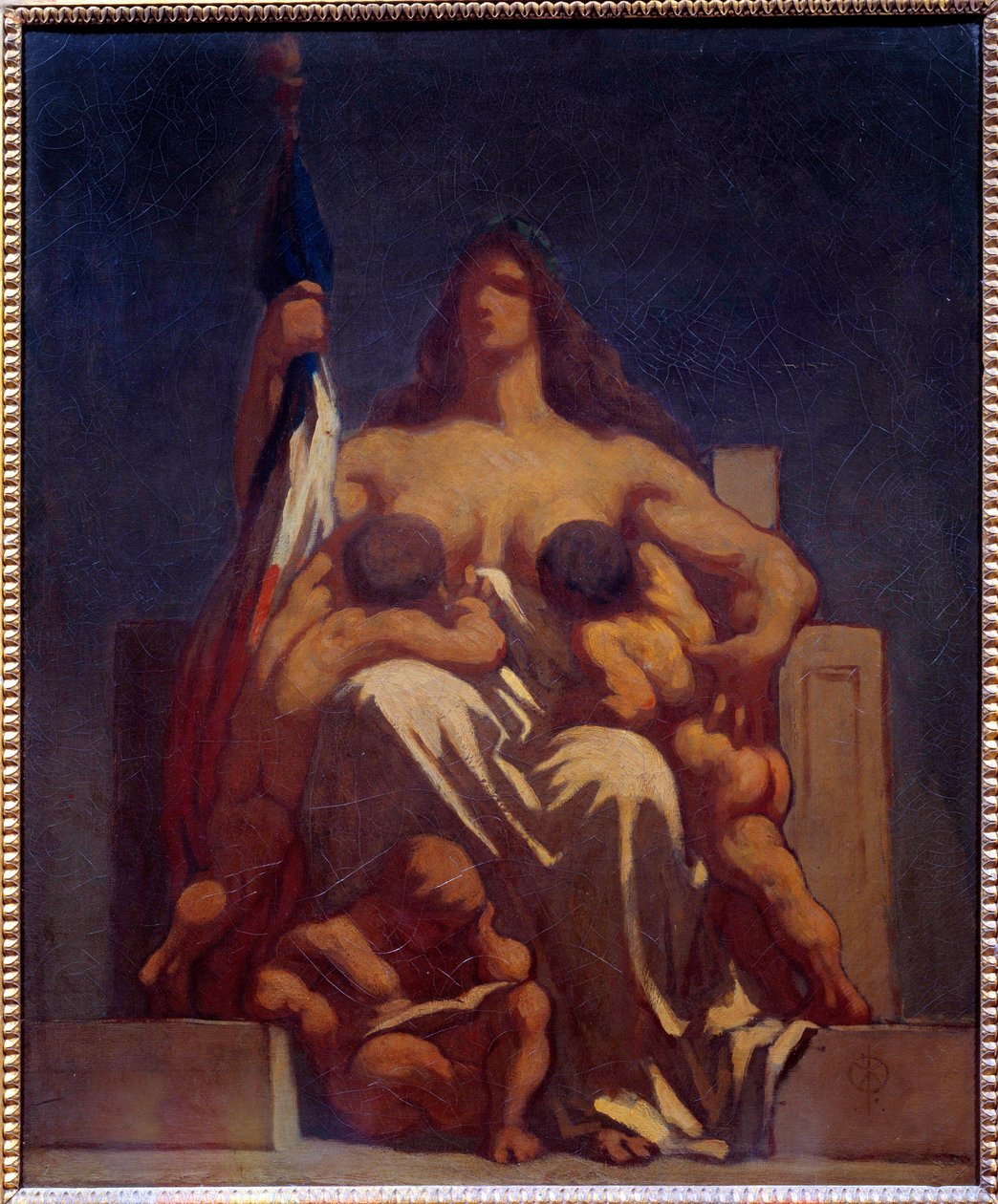 Republique Allegorie de France opiekująca się swoimi dziećmi. Szkic Honore Daumier (1808-1879) 1848 Nd. 0,73x0,60 m Paryż, Muzeum Orsay autorstwa Honoré Daumier