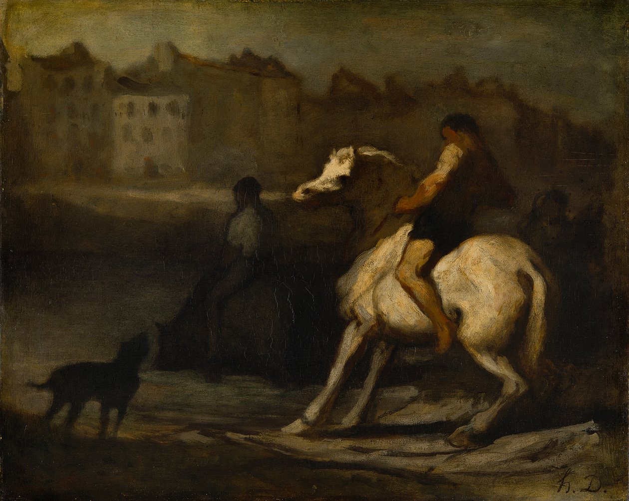 Wodopój, brzeg Sekwany, ok. 1855 (olej na płycie) autorstwa Honoré Daumier