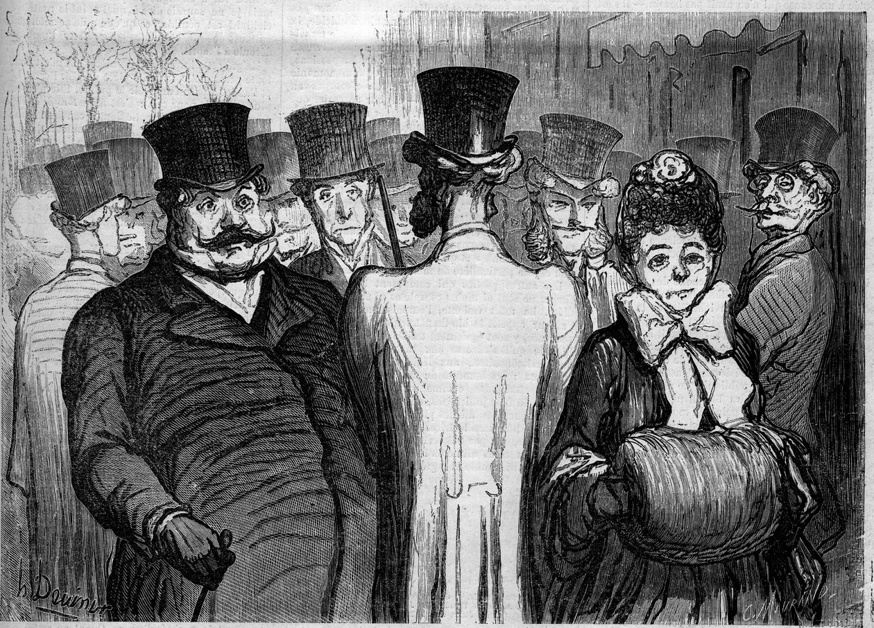 Bulwar Włochów. Karykatura Honore Daumiera (1808-1879). Grawerowanie w „”Le Monde Illustré””n°252 z 8 lutego autorstwa Honoré Daumier