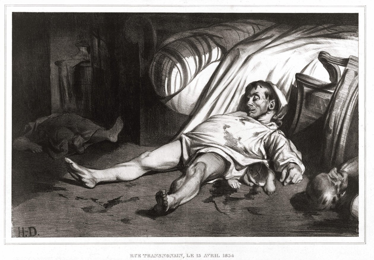 Masakra rue Transnonain 14.04.1834 r. (litografia) 1837 autorstwa Honoré Daumier