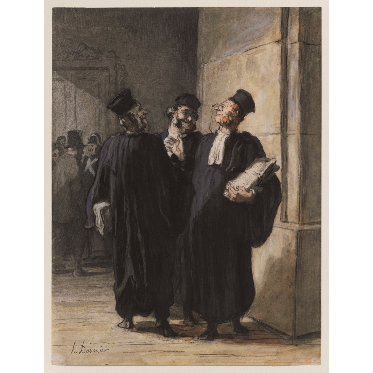 Trzech rozmawiających adwokatów autorstwa Honoré Daumier