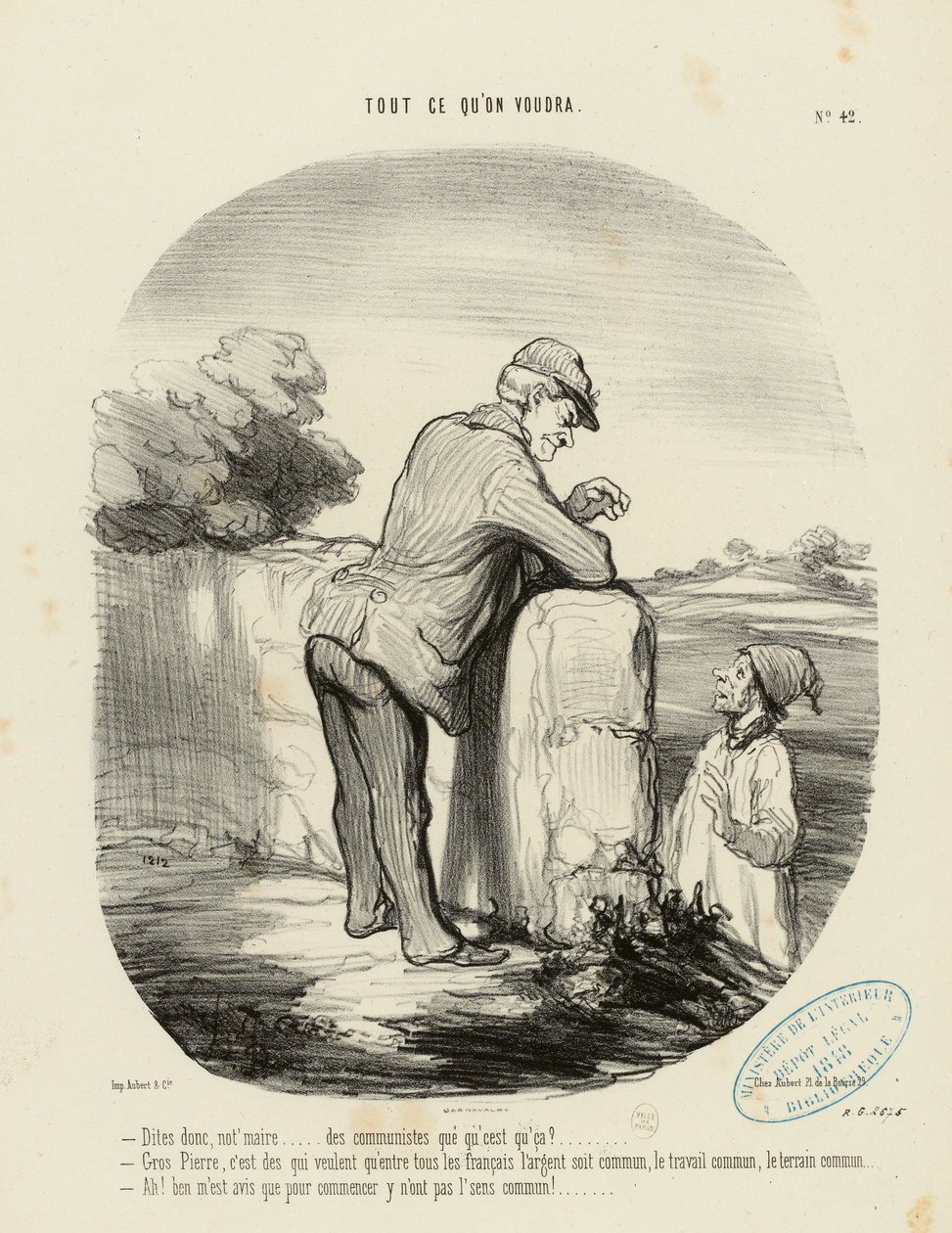 Tout ce qu'on voudra Nr. 42: - Sagen Sie mal, Herr Bürgermeister... was sind Kommunisten? ... autorstwa Honoré Daumier