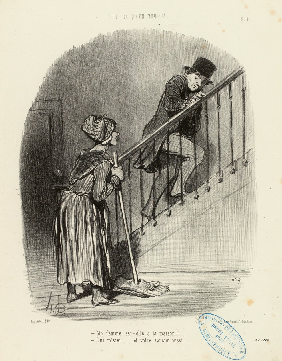 Wszystko, czego się zapragnie, nr 4: Czy moja żona jest w domu? ... autorstwa Honoré Daumier