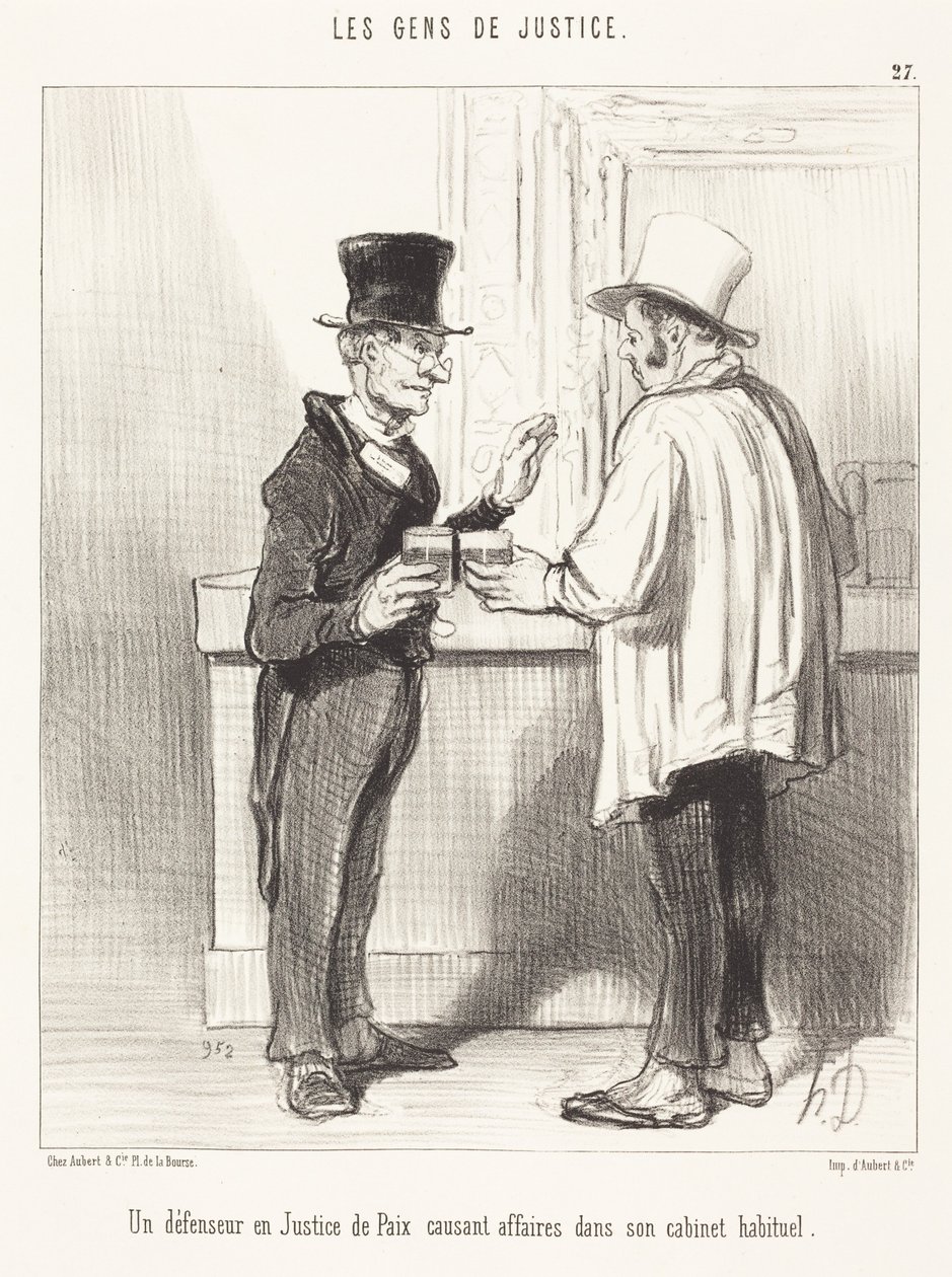 Rzecznik... prowadzący rozmowę... w swoim zwykłym gabinecie autorstwa Honoré Daumier