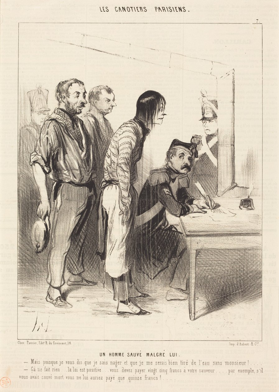 Mężczyzna uratowany wbrew swojej woli autorstwa Honoré Daumier