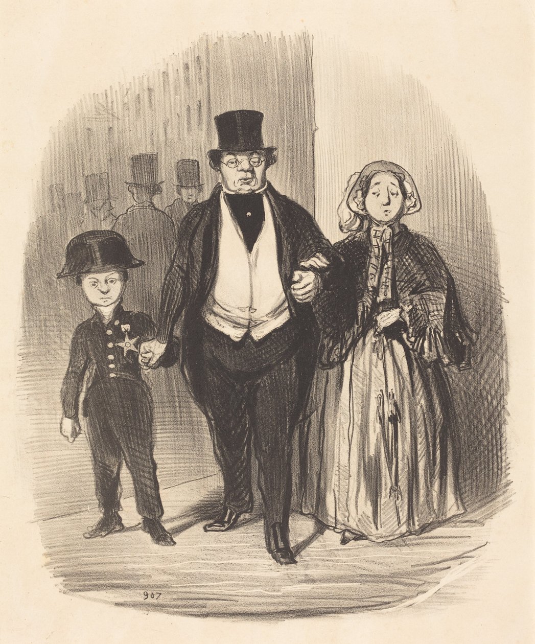 Młody człowiek, który jest nadzieją… rodziny Badinguet autorstwa Honoré Daumier