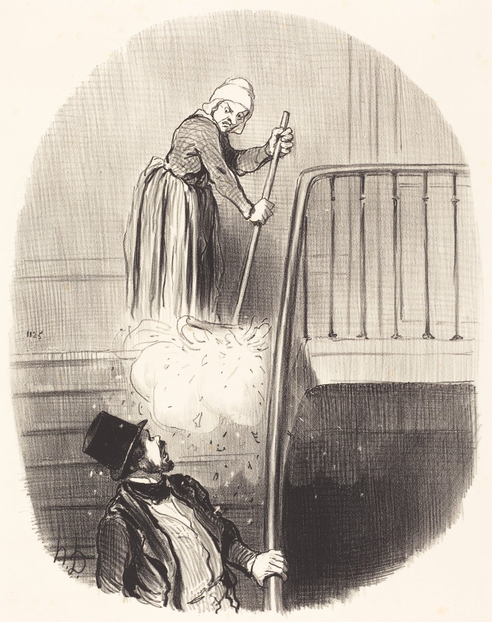 Lokator, który zapomniał o czymś 1 stycznia autorstwa Honoré Daumier