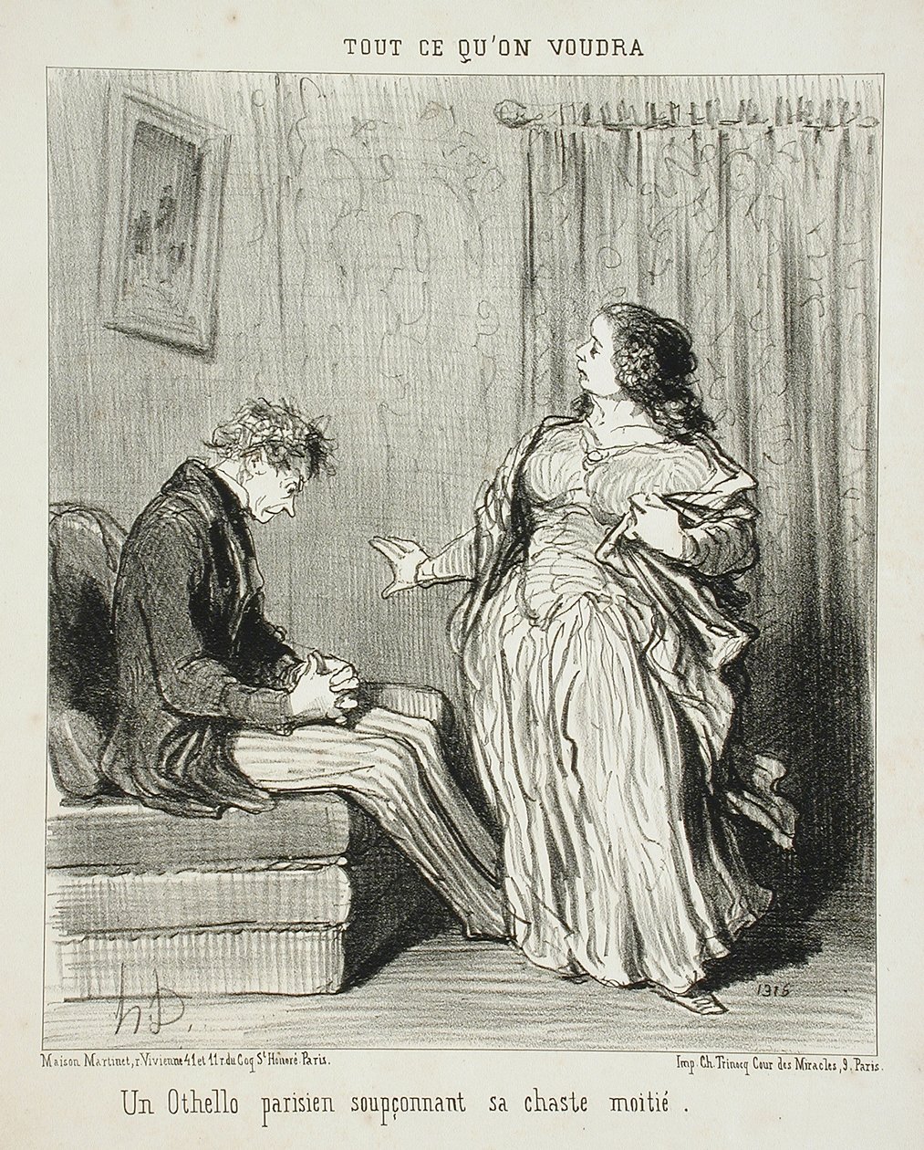Paryski Otello podejrzewający swoją cnotliwą połowę autorstwa Honoré Daumier