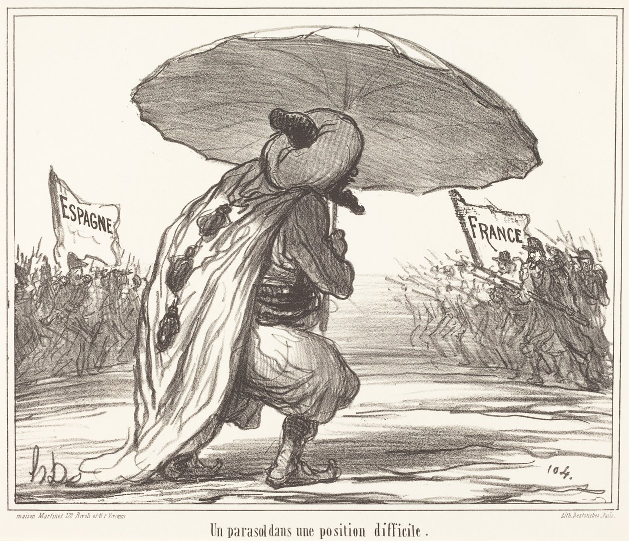 Parasol w trudnym położeniu autorstwa Honoré Daumier
