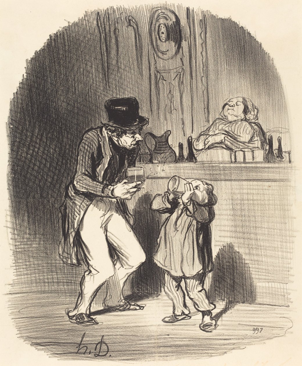 Ojciec, który każe synowi robić loda... autorstwa Honoré Daumier