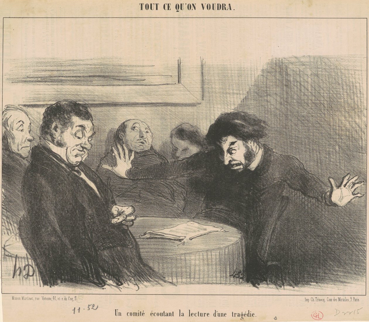 Komitet przysłuchujący się lekturze tragedii autorstwa Honoré Daumier