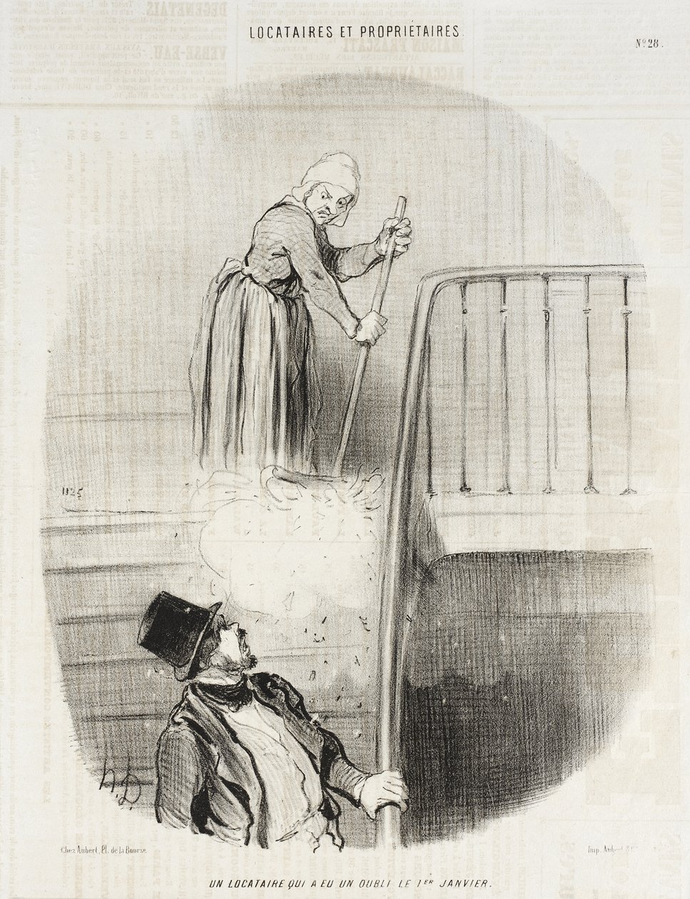 Lokator, który 1 stycznia o czymś zapomniał autorstwa Honoré Daumier