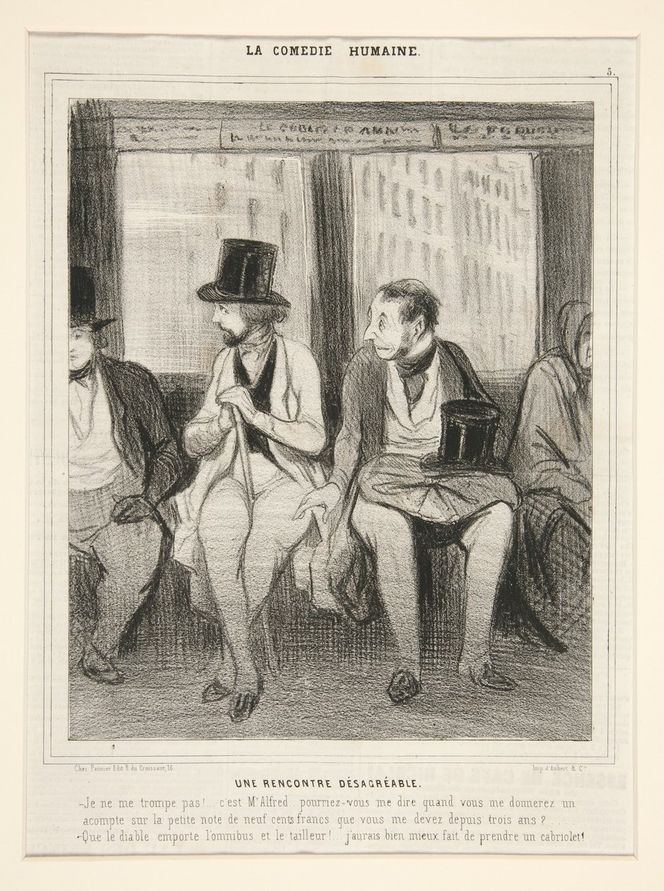 „Nieprzyjemne spotkanie”, z cyklu „Komedia ludzka” autorstwa Honoré Daumier