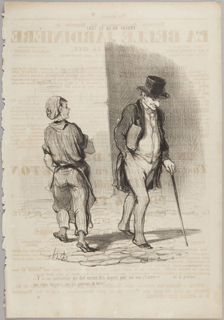 Oto kolejna osoba, która pewnie znów się martwi…; numer 27 z serii „Tout ce qu’on voudra” z gazety „Le Charivari” autorstwa Honoré Daumier