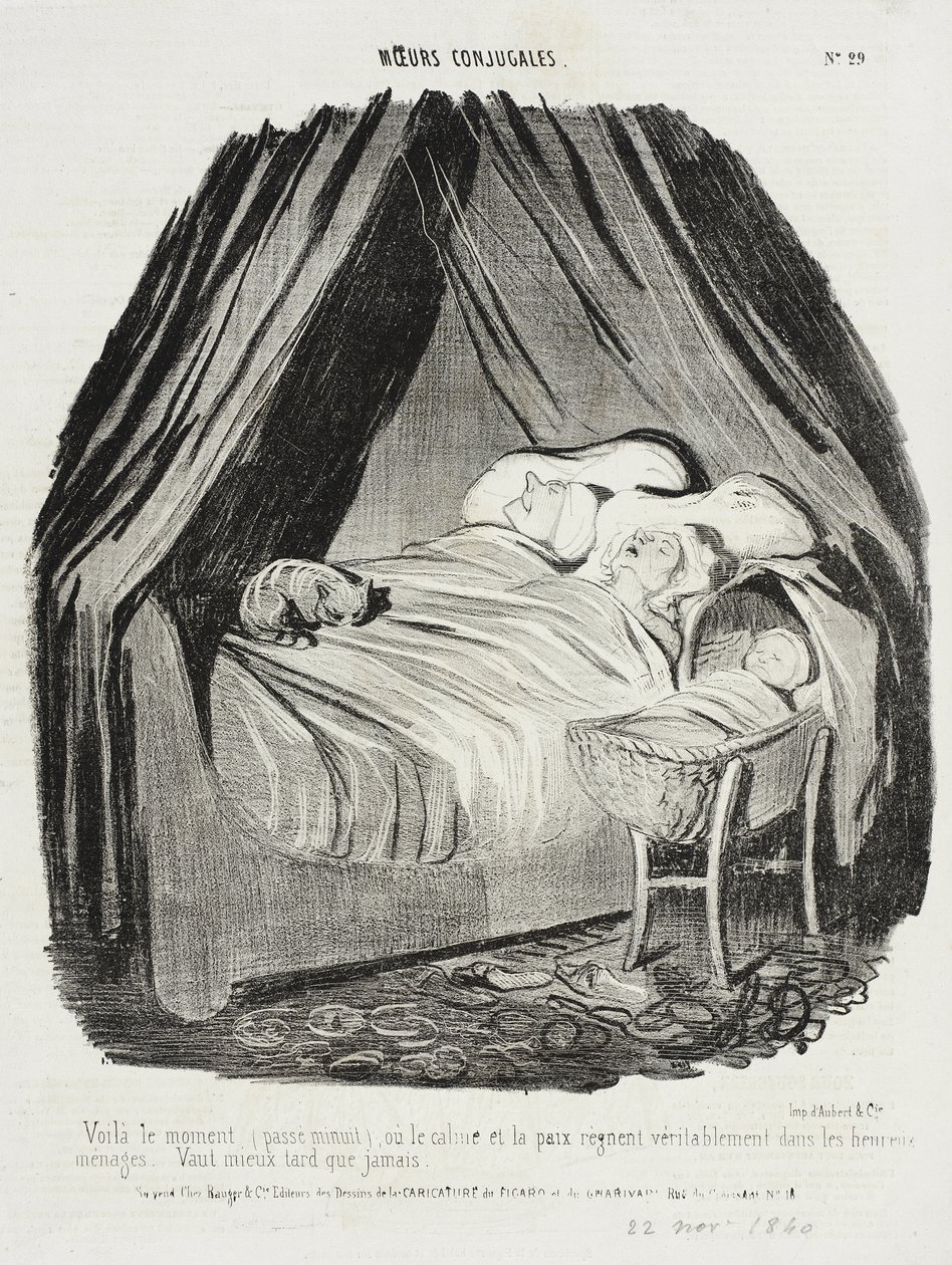 Oto chwila (po północy), gdy panują spokój i pokój... autorstwa Honoré Daumier