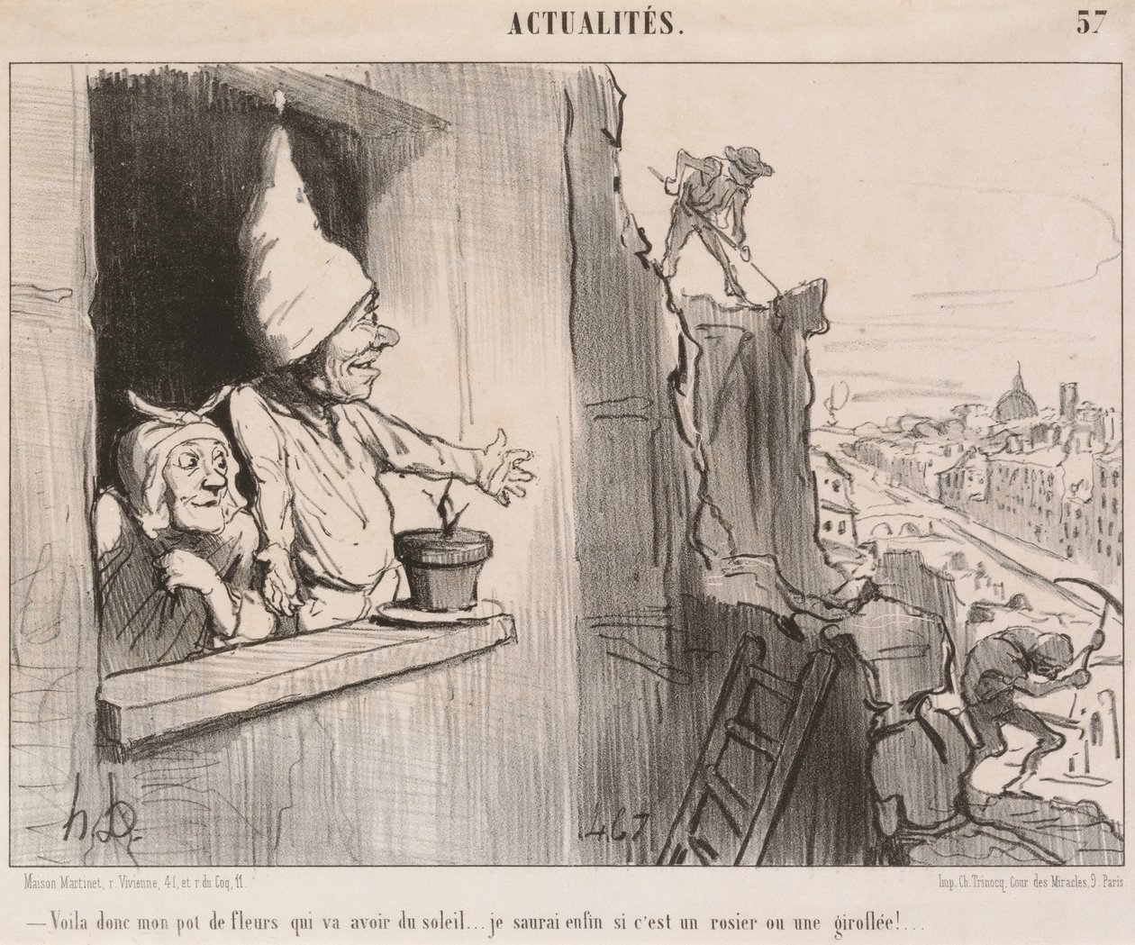 Oto... moja doniczka z kwiatami... będzie miała słońce... autorstwa Honoré Daumier
