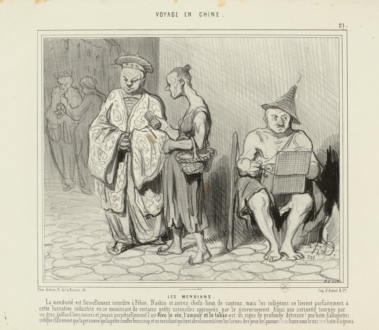 Reise nach China Nr. 21: Die Bettler. Das Betteln ist in Peking streng verboten... autorstwa Honoré Daumier