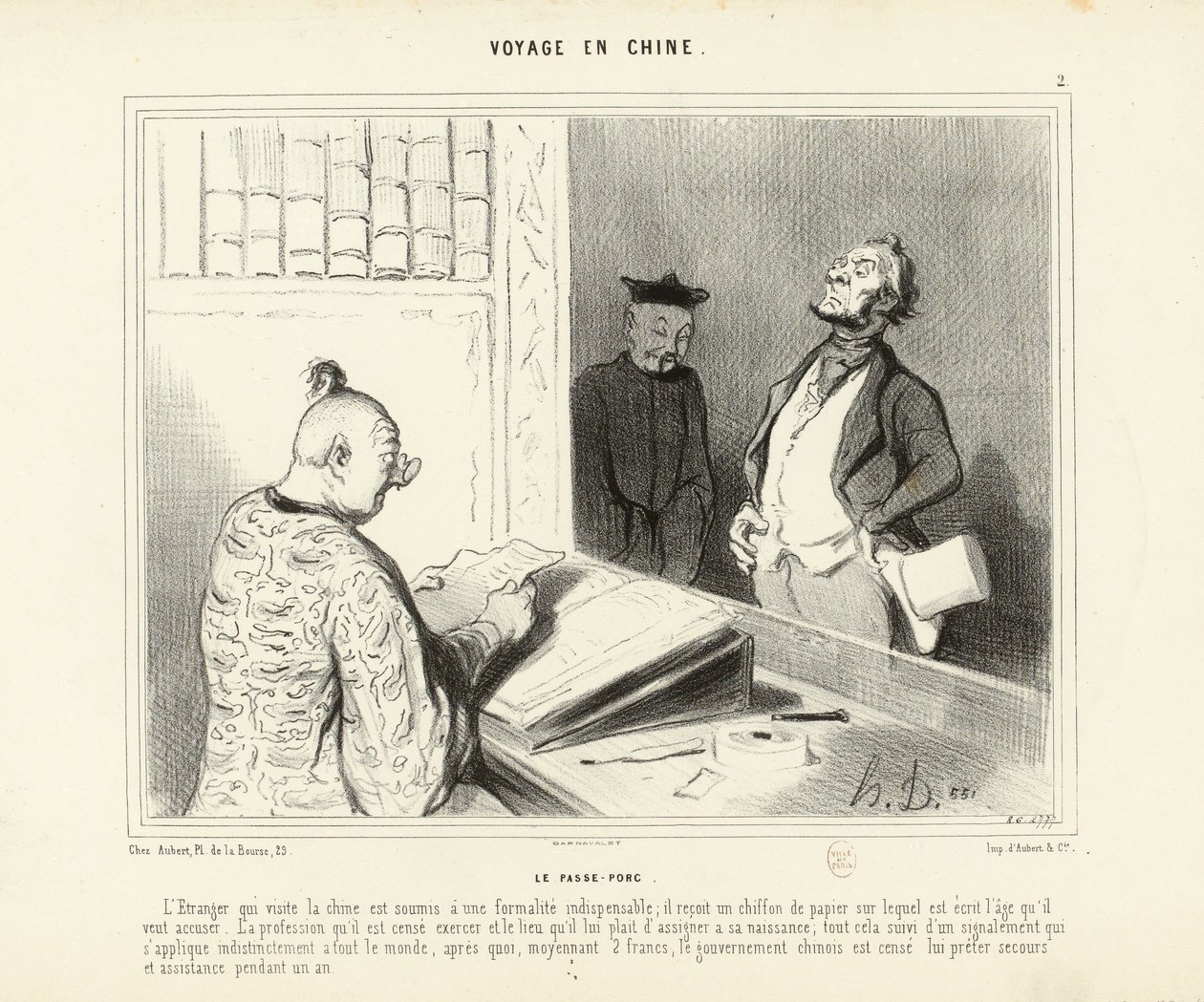 Podróż do Chin nr 2: Świńska Przełęcz. Cudzoziemiec, który odwiedza Chiny ... autorstwa Honoré Daumier