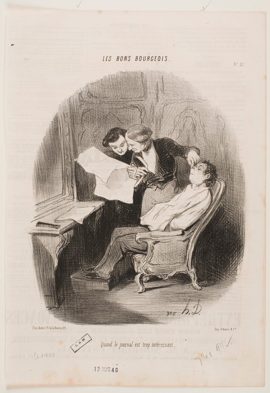 Kiedy gazeta jest o wiele za interesująca. autorstwa Honoré Daumier