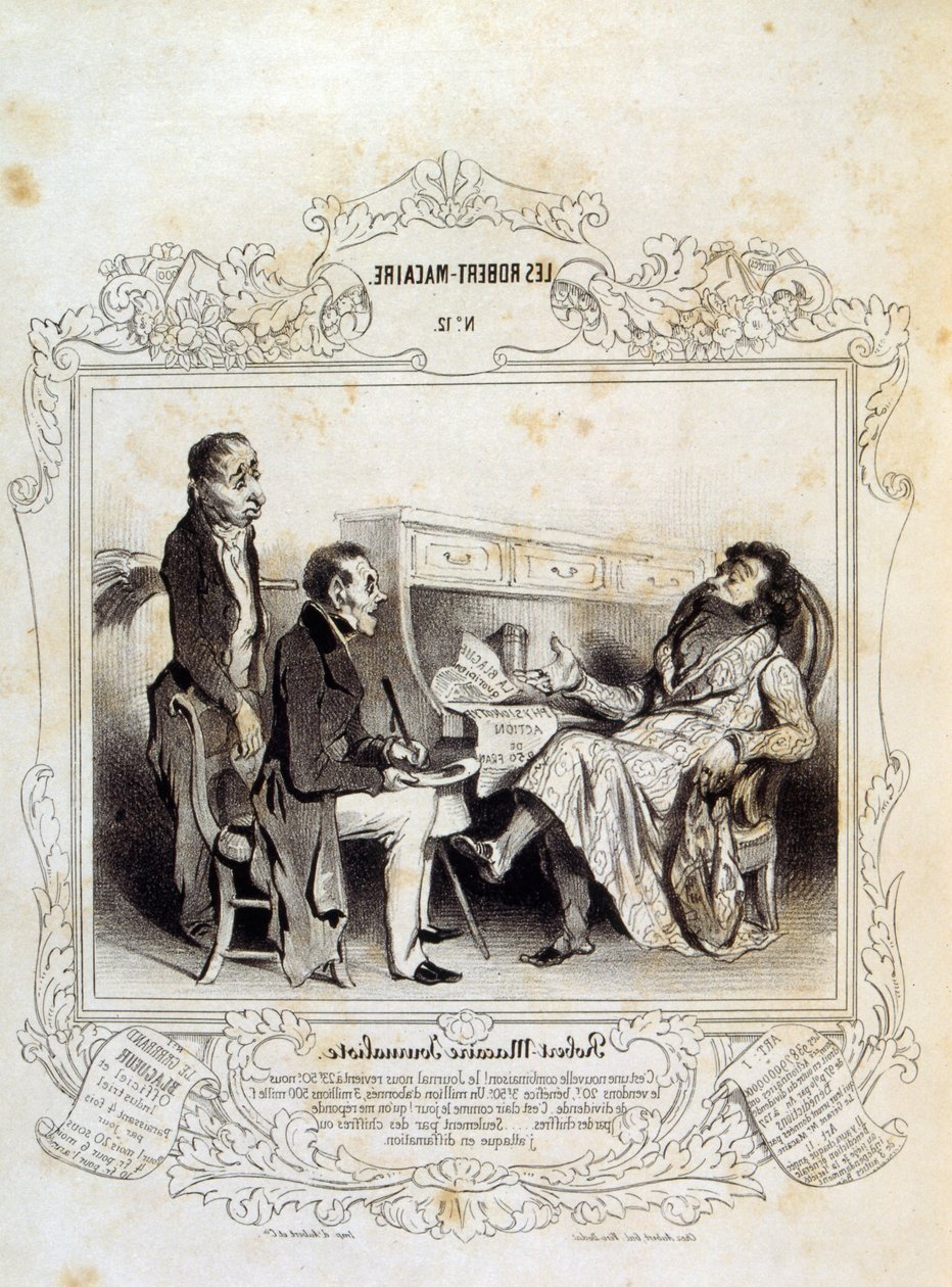 ilustracje o ideach i legendach Philipon pod tytułem Les Cent i Robert Macaire autorstwa Honoré Daumier