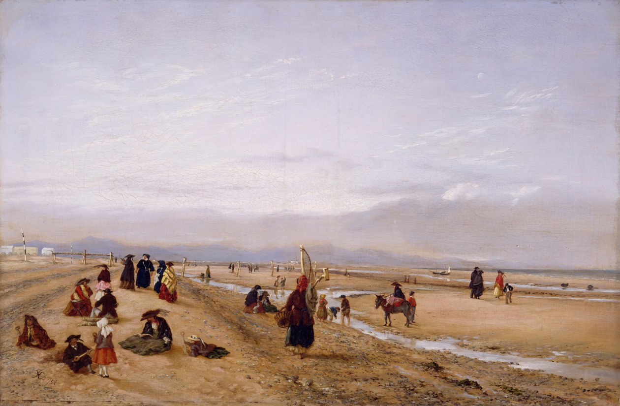 Na piaskach w Rhyl, Północna Walia, 1856. autorstwa Hopkins Horsley Hobday Horsley