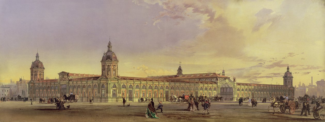 The Metropolitan Meat and Poultry Market, Smithfield, Londyn, 1868, według obrazu architekta (chromolit) autorstwa Horace Jones