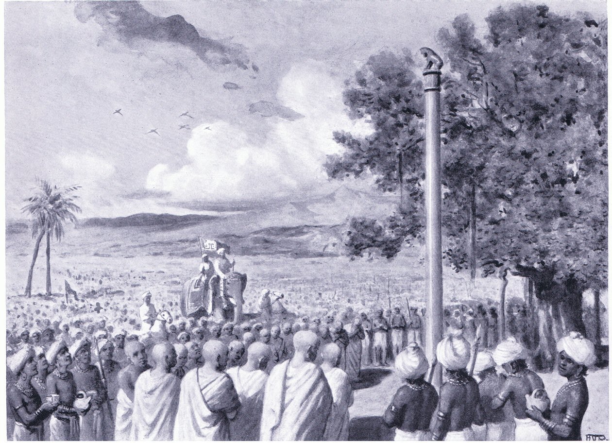 Misjonarze Asoki ustanowili filar edyktu w Lauriya Nandangarh 244 pne autorstwa Horace van Ruith