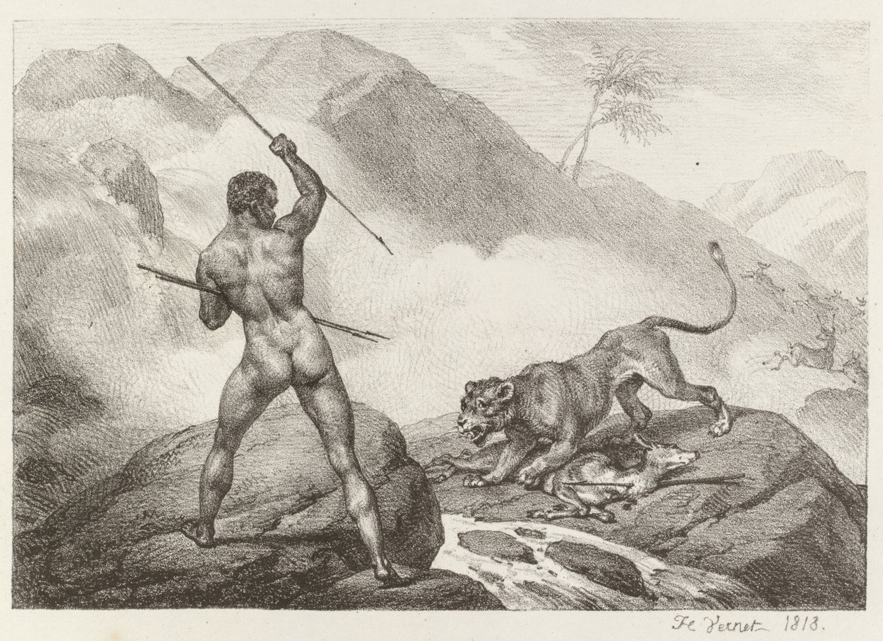 Afrykański Łowca autorstwa Emile Jean Horace Vernet