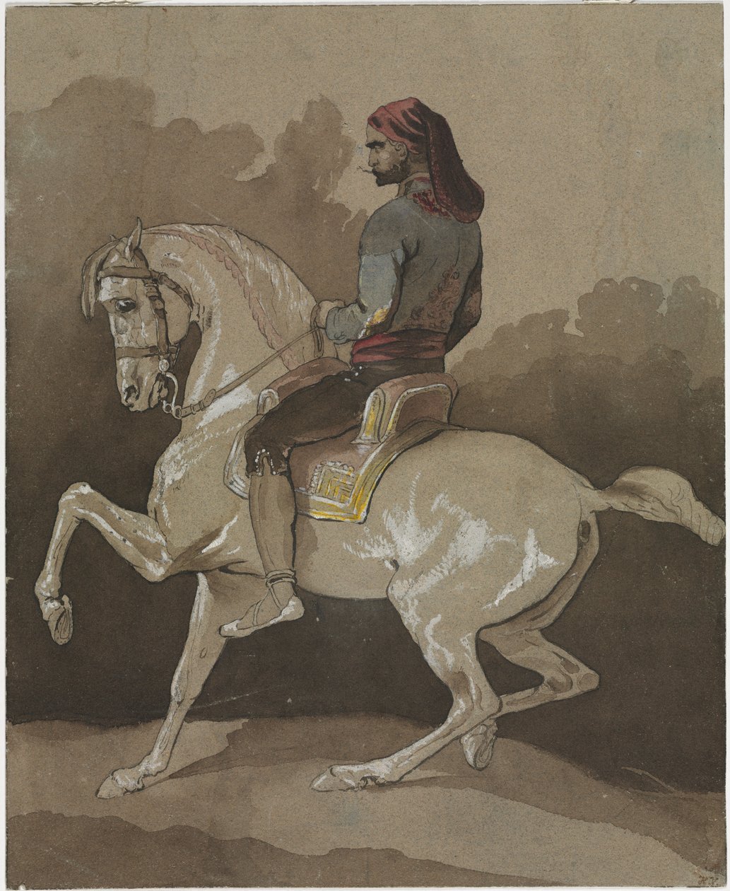 Arab na koniu autorstwa Emile Jean Horace Vernet