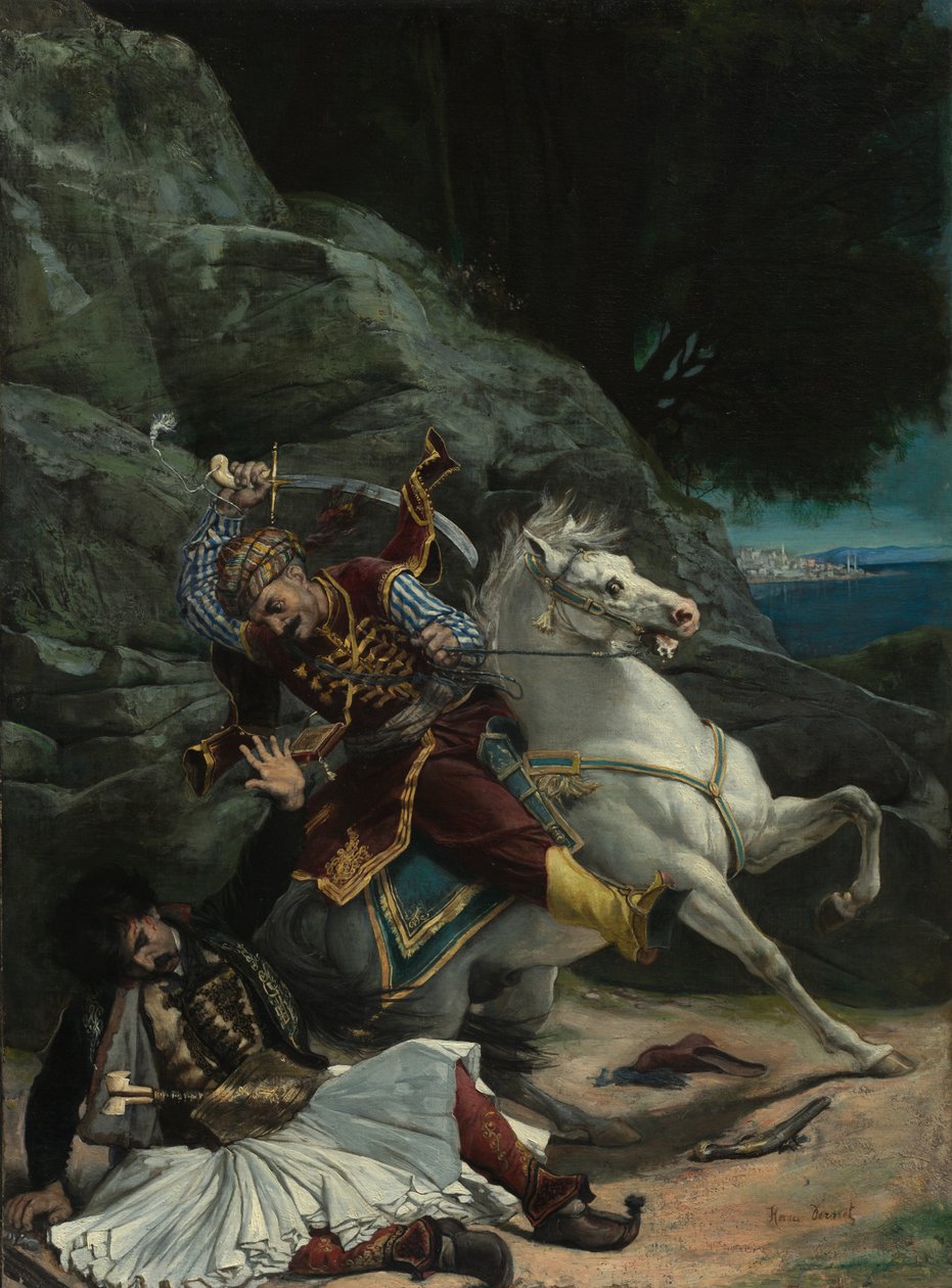Walka Greka z Turkiem autorstwa Horace Vernet