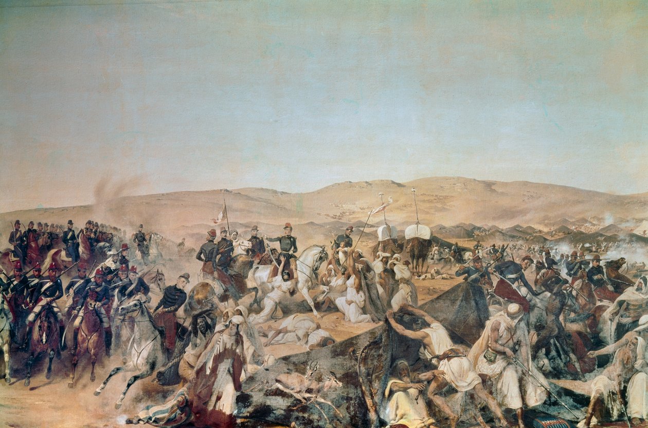 Podbój Algierii (1830-1847): „” Zdobycie Smalah (Smala) Abd el-Kadera (Abd-el-Kader lub ibn Muhyi al-Din al-Hasani) (1807-1883) przez księcia Aumale w Taguin autorstwa Emile Jean Horace Vernet