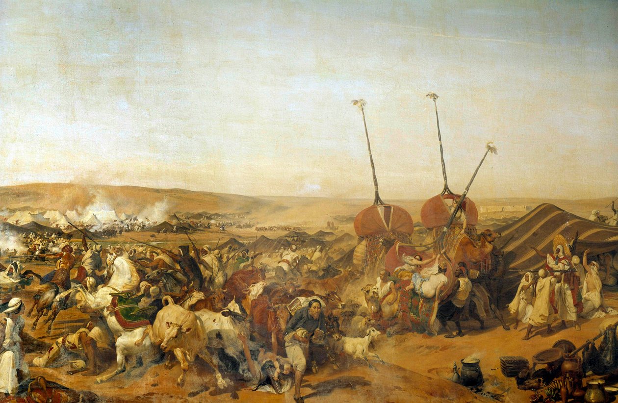 Podbój Algierii (1830-1847): „” Zdobycie Smalah (Smala) Abd el-Kadera (Abd-el-Kader lub ibn Muhyi al-Din al-Hasani) (1807-1883) przez księcia Aumale w Taguin autorstwa Emile Jean Horace Vernet