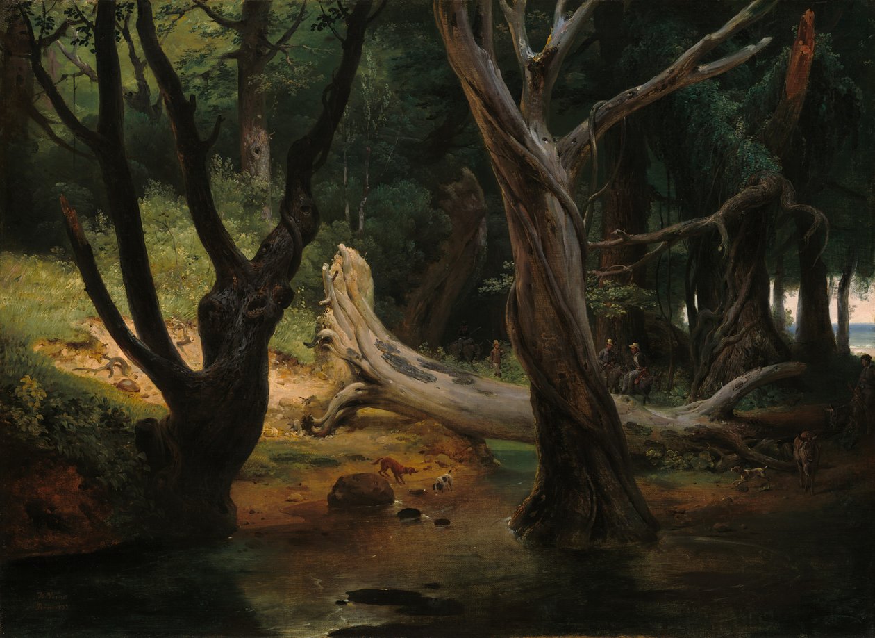 Wyjazd na polowanie na Bagna Pontyjskie autorstwa Emile Jean Horace Vernet