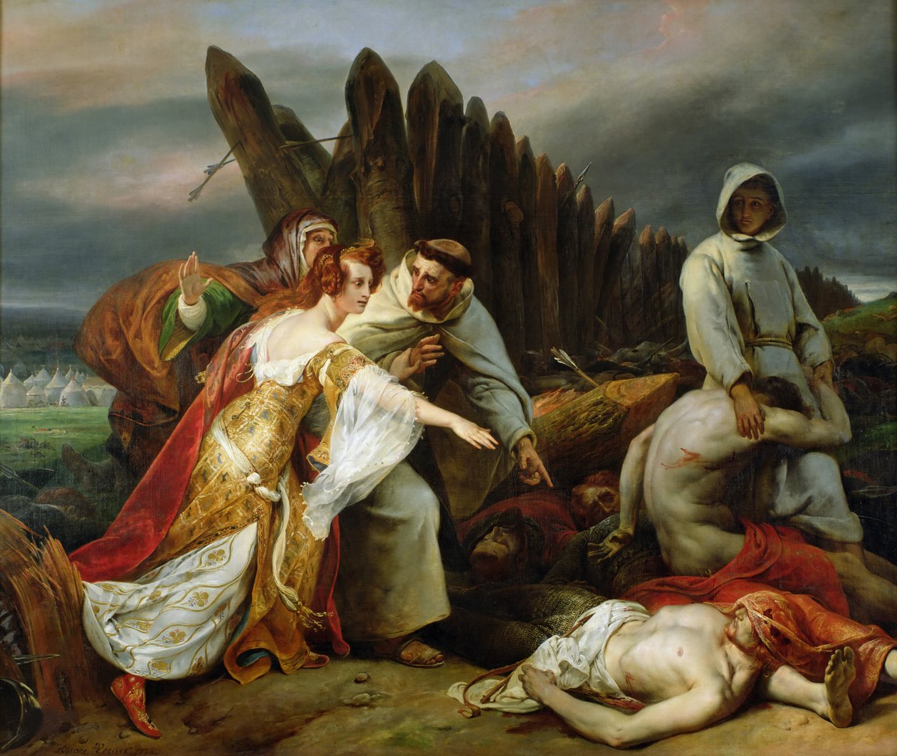 Edith Odnajdywanie Ciała Harolda, 1828. autorstwa Emile Jean Horace Vernet