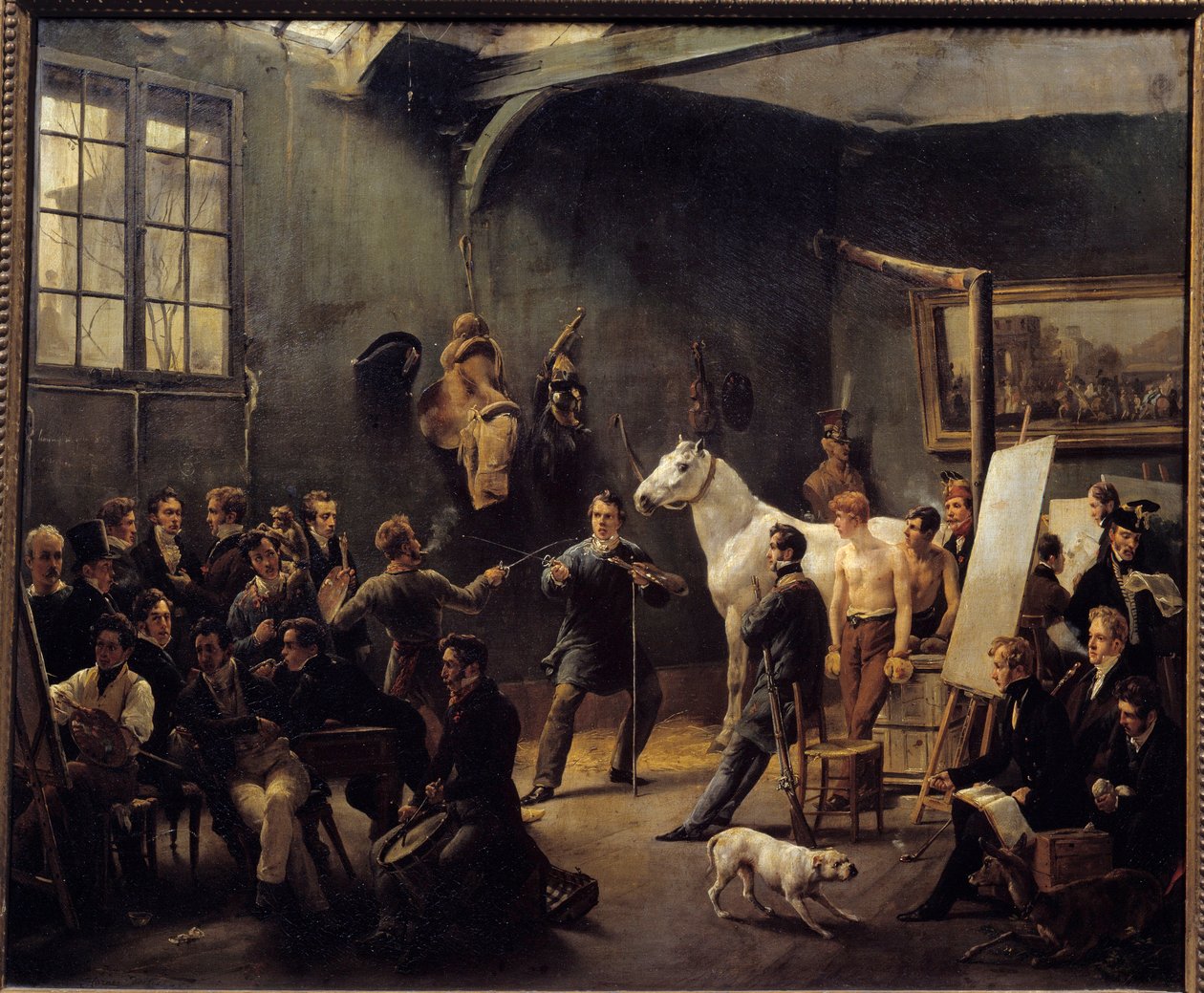Warsztat Horacego Verneta w 1820 r. Wielu uczniów ćwiczy na modelach zwierzęcych. Obraz Horace Emile Vernet (1789-1863) 1820 Nd. 0,55x0,65m. Kolekcja Carnota autorstwa Emile Jean Horace Vernet