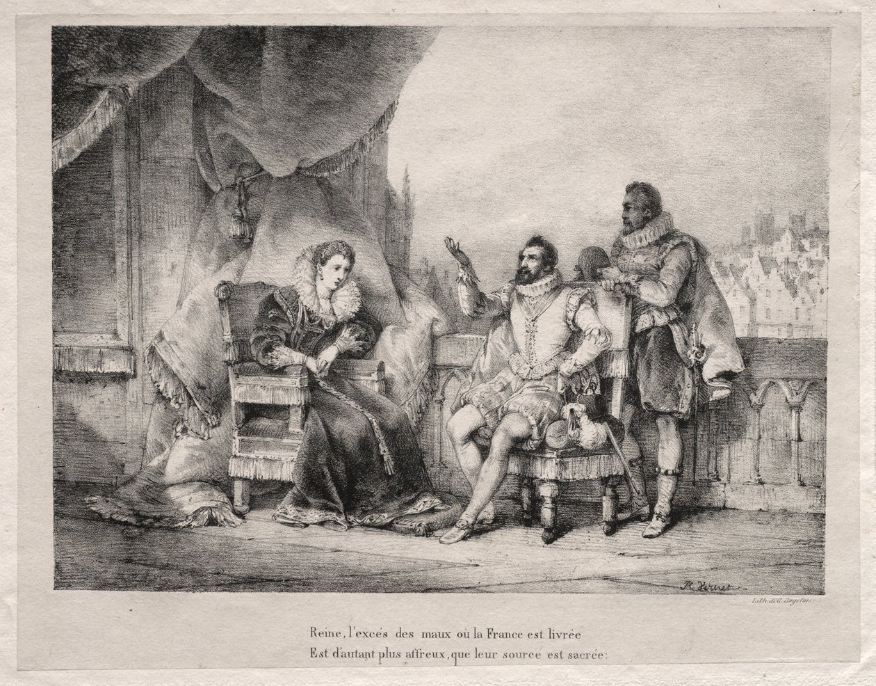 Marie de Medici i Henryk IV Francji autorstwa Emile Jean Horace Vernet