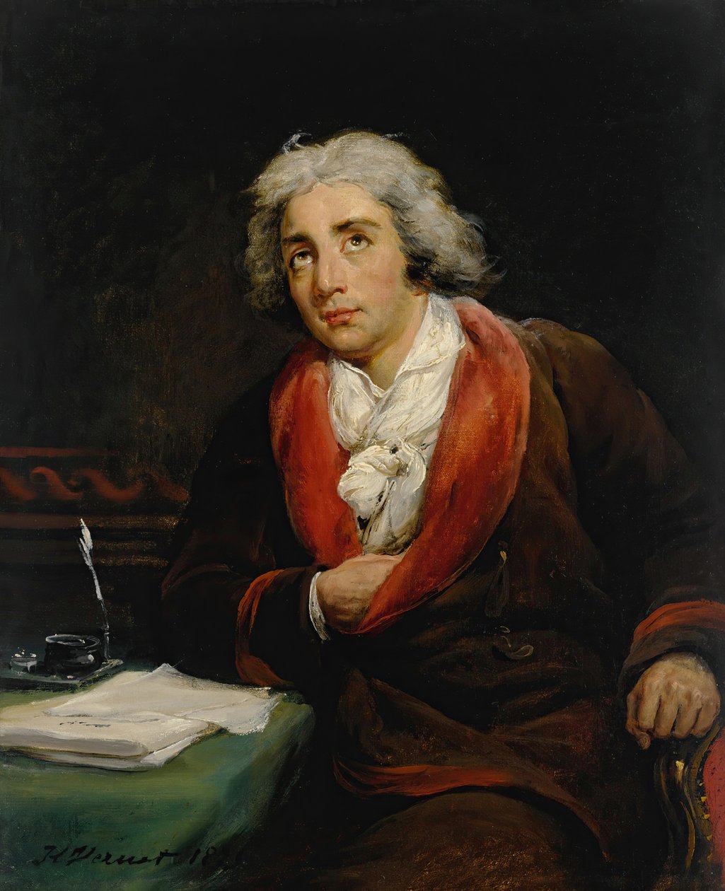 Portret poety André Chéniera 1762-1794, 1825. autorstwa Emile Jean Horace Vernet