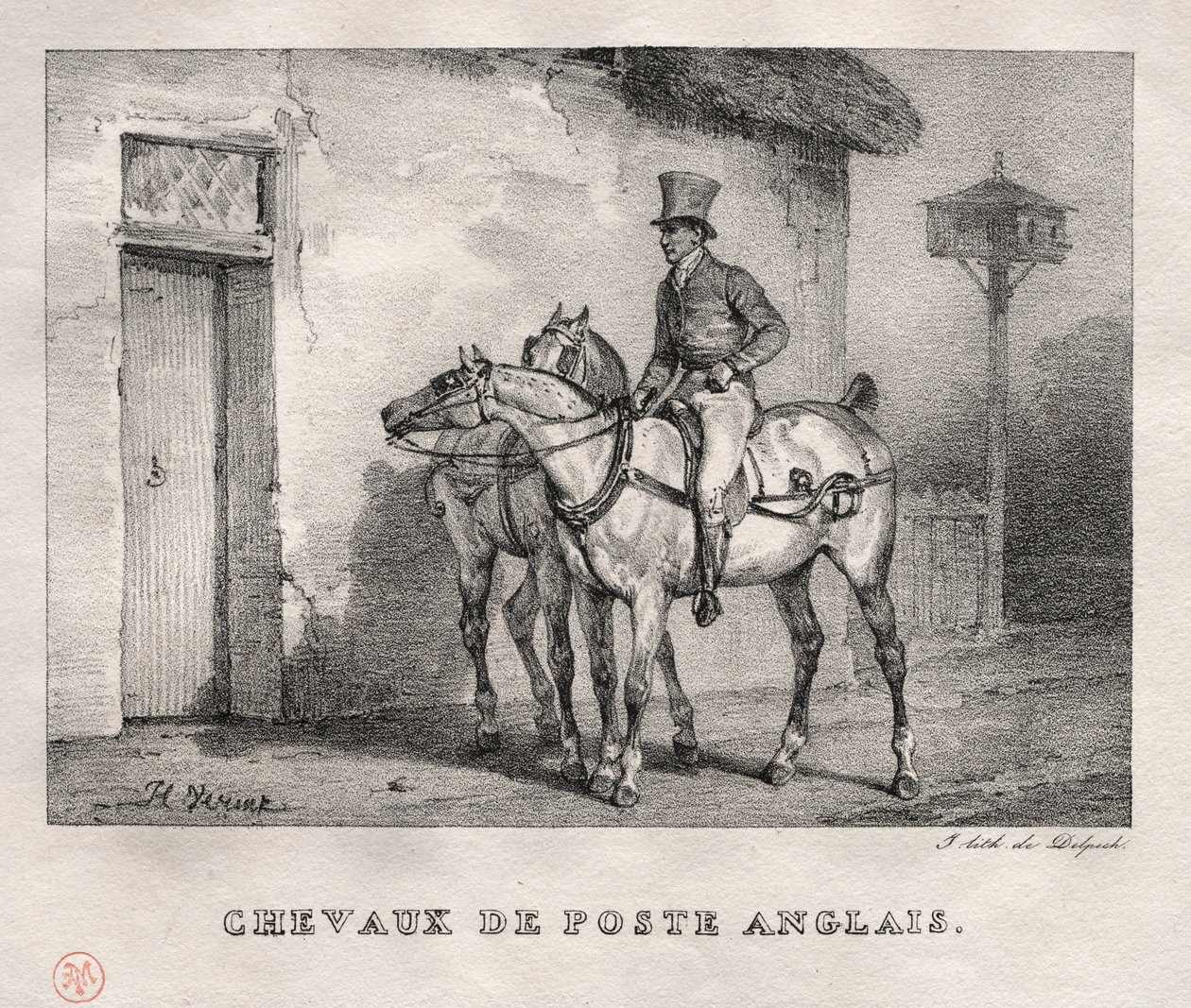 Konie pocztowe autorstwa Emile Jean Horace Vernet