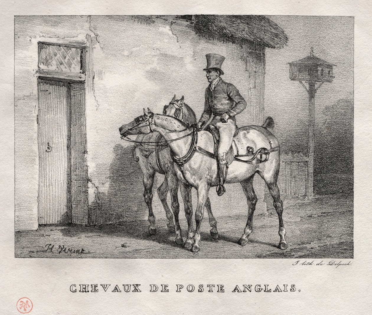 Konie pocztowe, 1823. autorstwa Emile Jean Horace Vernet