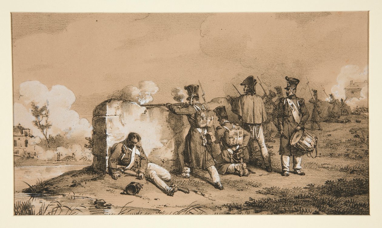 Żołnierze w potyczkach autorstwa Emile Jean Horace Vernet